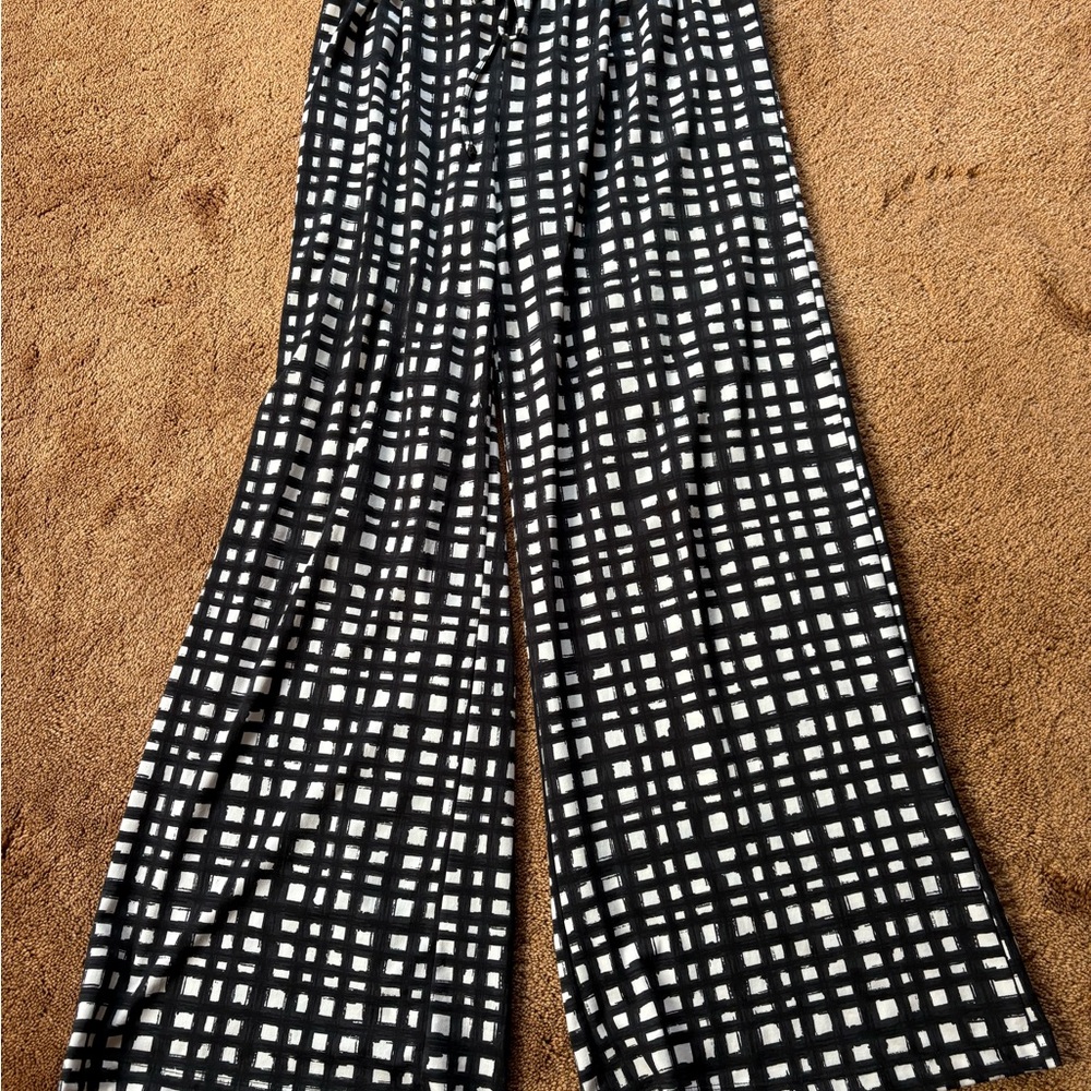 Zac & Rachel Black and White Grid Wide Leg Pants